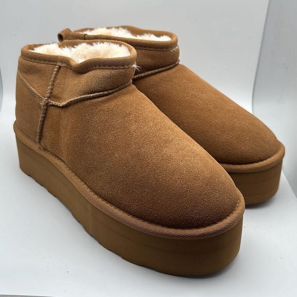 CUSHIONAIRE Women's Genuine Suede pull on platform boot +Memory Foam 9 CHESTNUT - Picture 1 of 7
